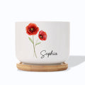Custom Name Birth Month Flower Ceramic Plant Pot