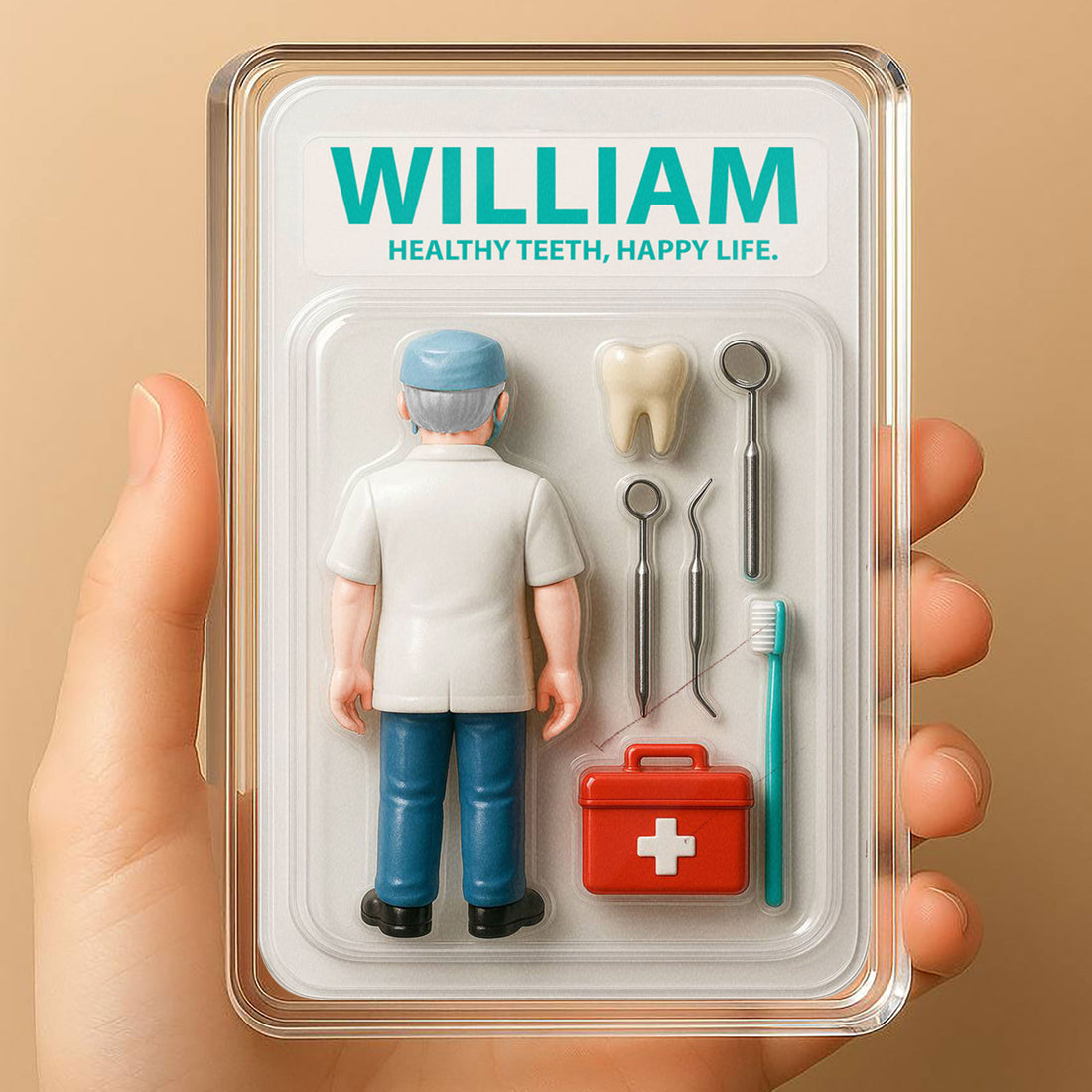 Personalized Dentist Father's Day Gift Decor Acrylic Plaque - 3D Style "Healthy Teeth" Acrylic Plaque Custom Name