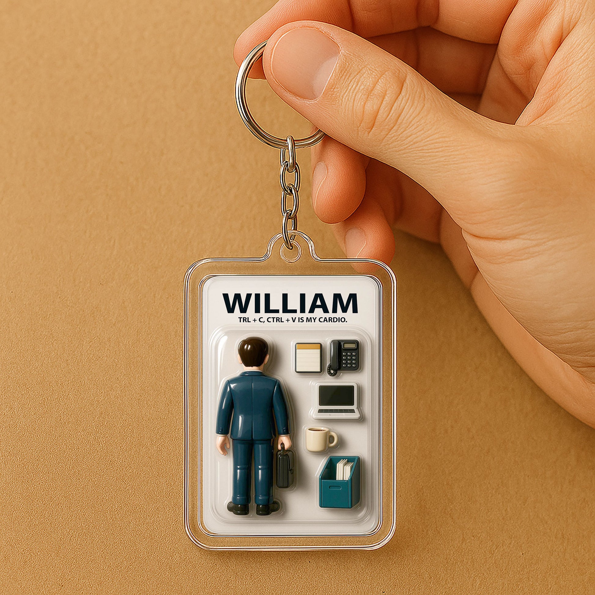 Custom Name Funny Office Dad Father's Day Gift - 3D Keychain "CTRL+C Cardio