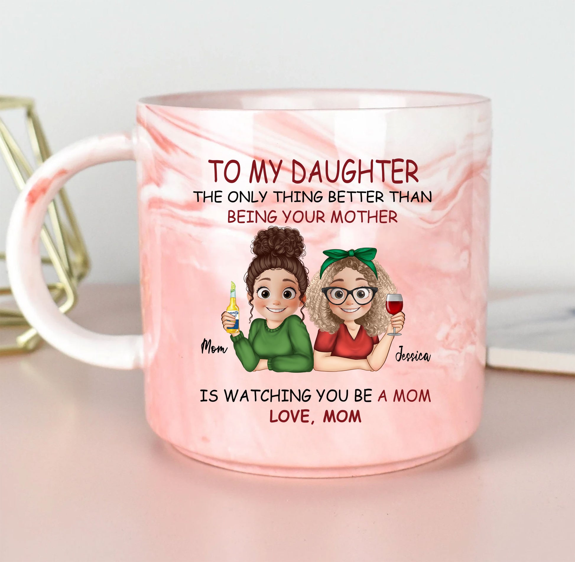 Custom Name Mother's Love Quote Marble Mug For Daughter