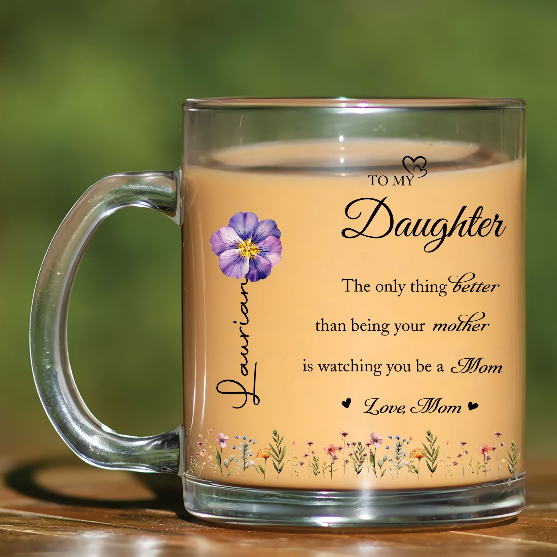 Custom Name Mug for Daughter from Mother - Meaningful Floral Gift
