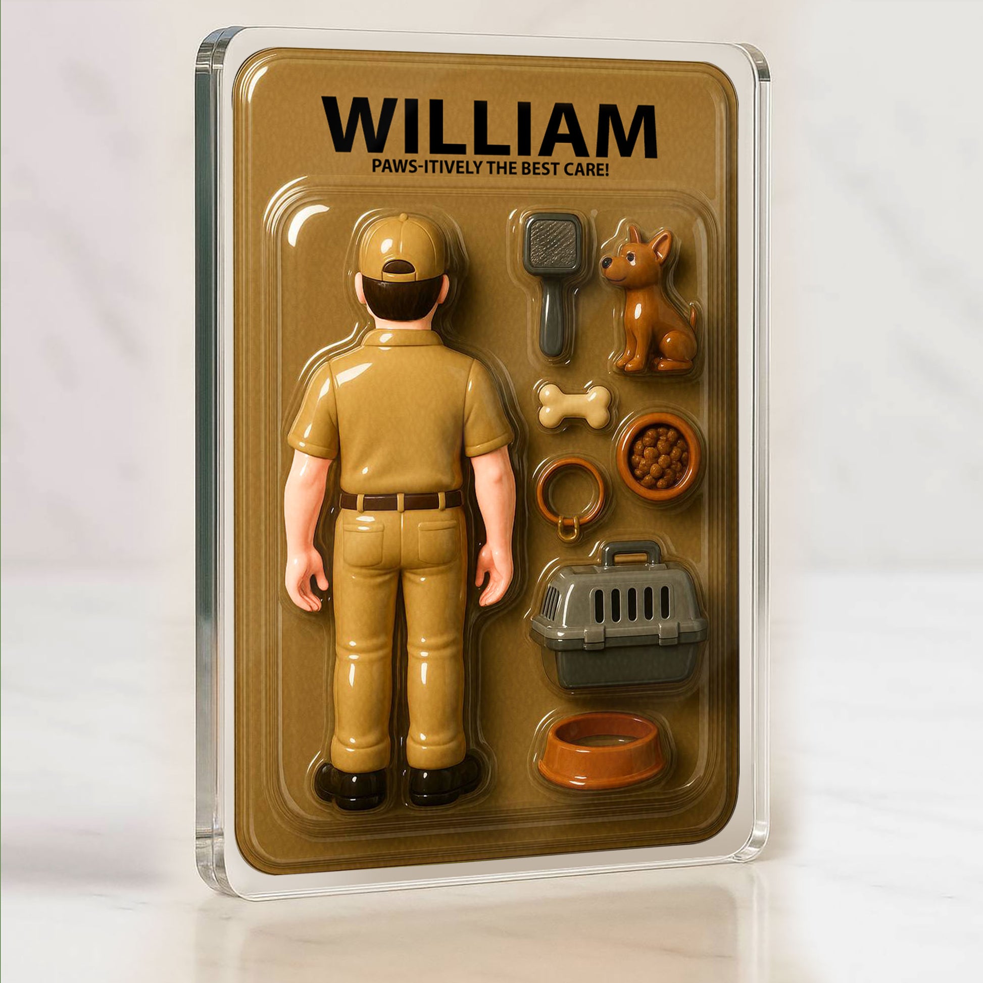 Custom Name Pet Sitter Father's Day Gift - 3D Dog Care Action Figure Plaque Decor
