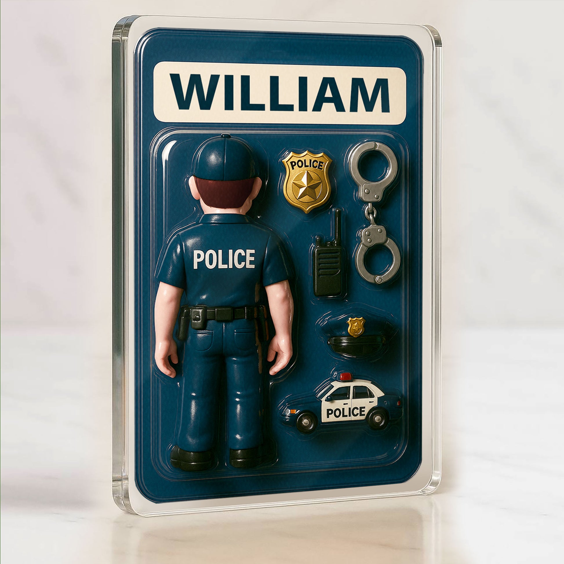 Custom Name Police Dad Father's Day Gift - 3D Action Figure Plaque Decor