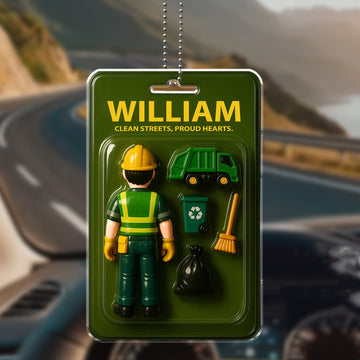 Custom Name Sanitation Worker Car Ornament - "Clean Streets, Proud Hearts"