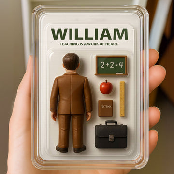 Custom Name Teacher Dad Father's Day Gift - 3D "Teaching is a Work of Heart" Action Figure Plaque Decor