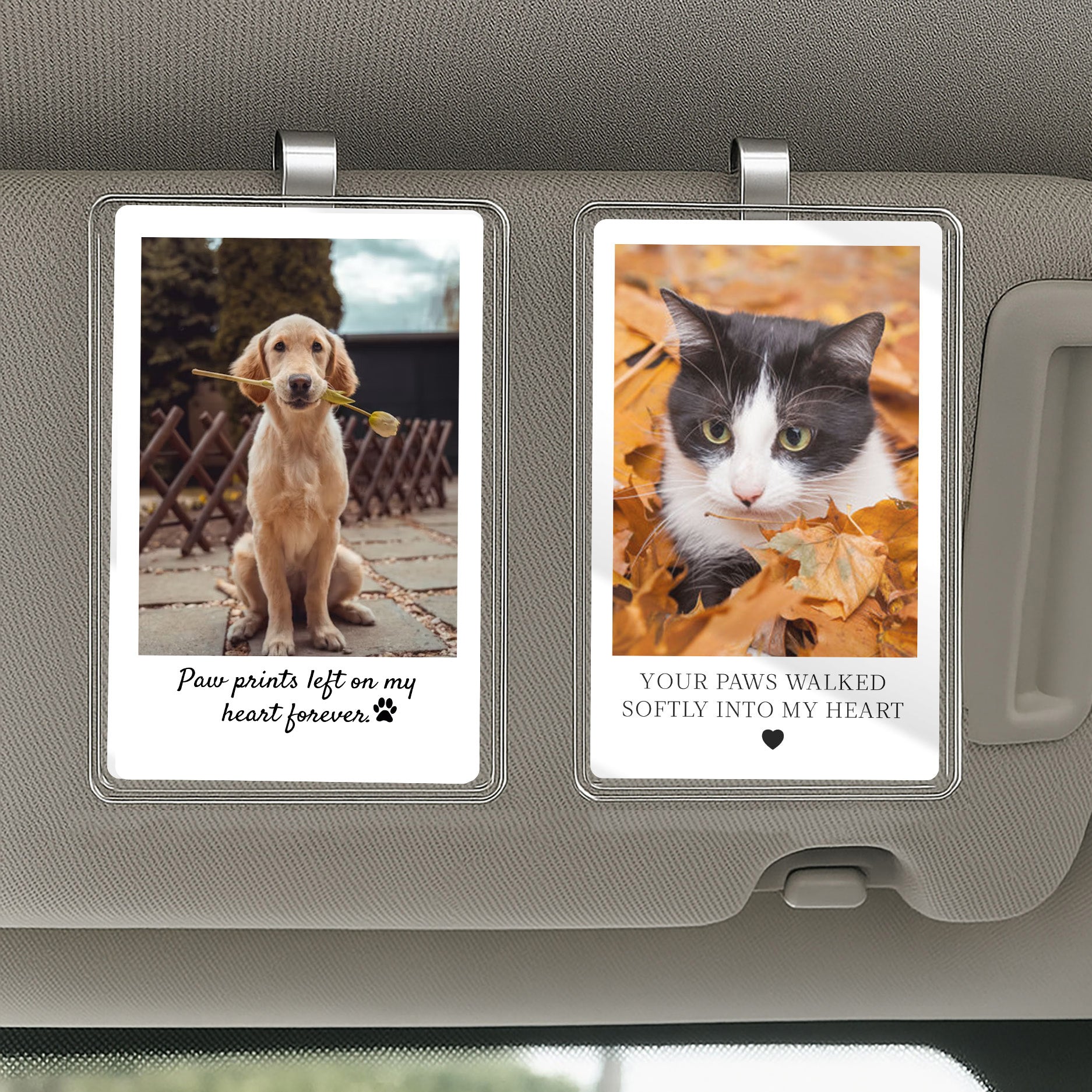 Custom Pet Car Visor Clip – Memorial Gift for Pet Lovers, Personalized Photo Display, Dog or Cat Loss Tribute

