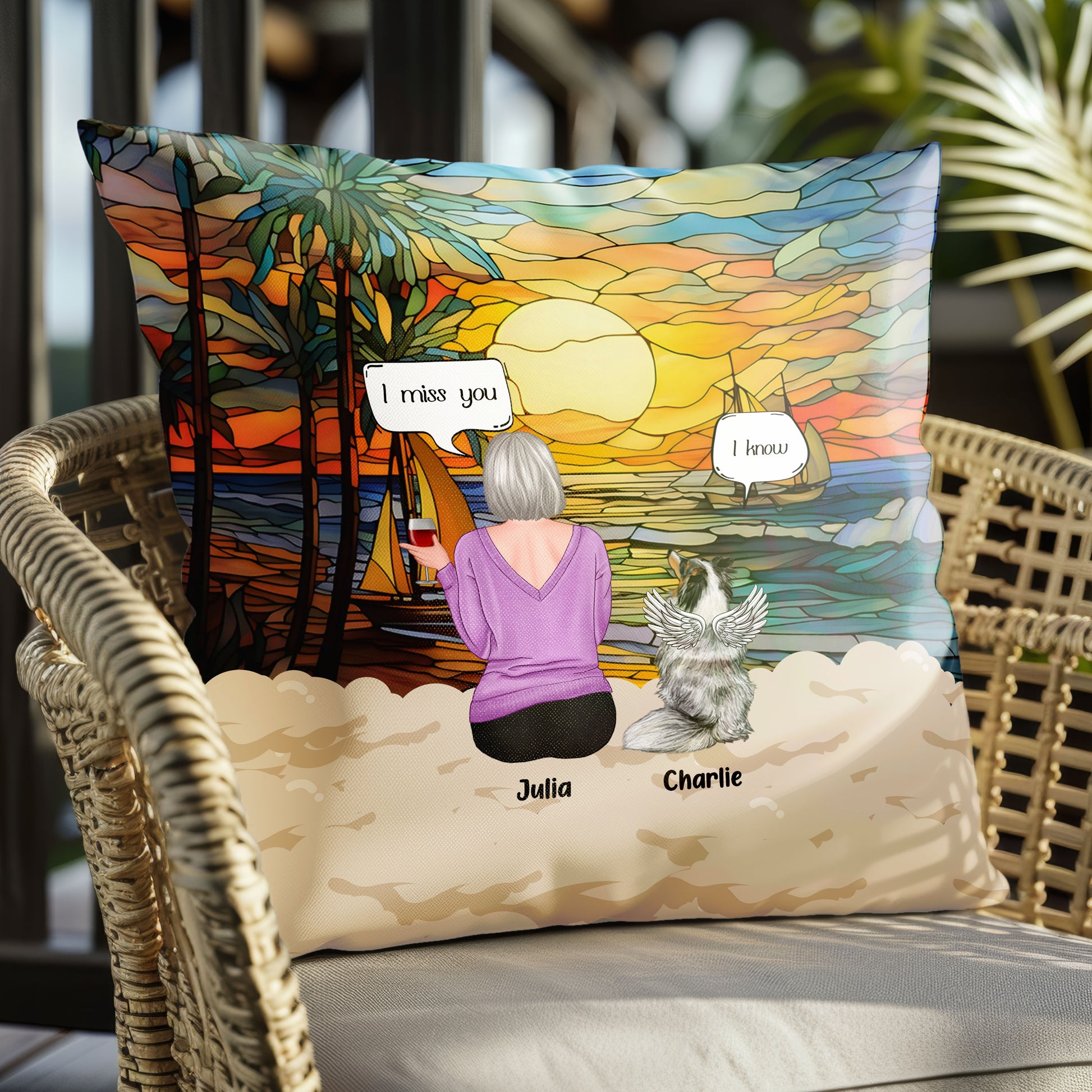 Custom Pet Loss Pillow with Photo, Name, and "Still Talk About You" Message

