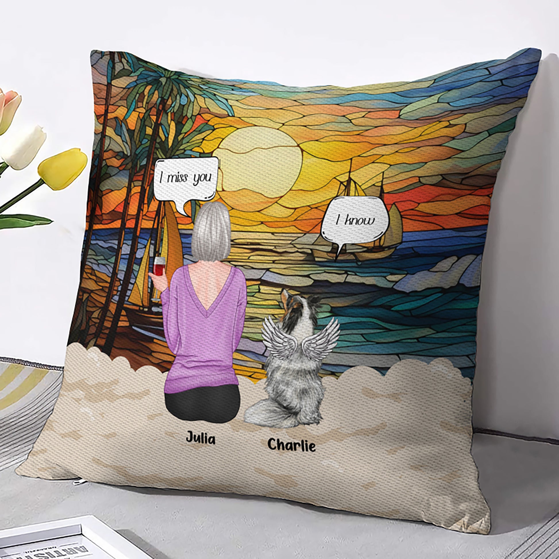 Custom Pet Memorial Pillow with Paw Print, Name, and "Still Talk About You" Message
