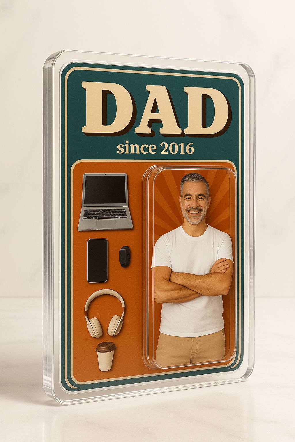 Custom Photo Acrylic Desk Decor Acrylic Plaque - Father's Day Gift for Dad - Personalized Dad Since Photo Desk 