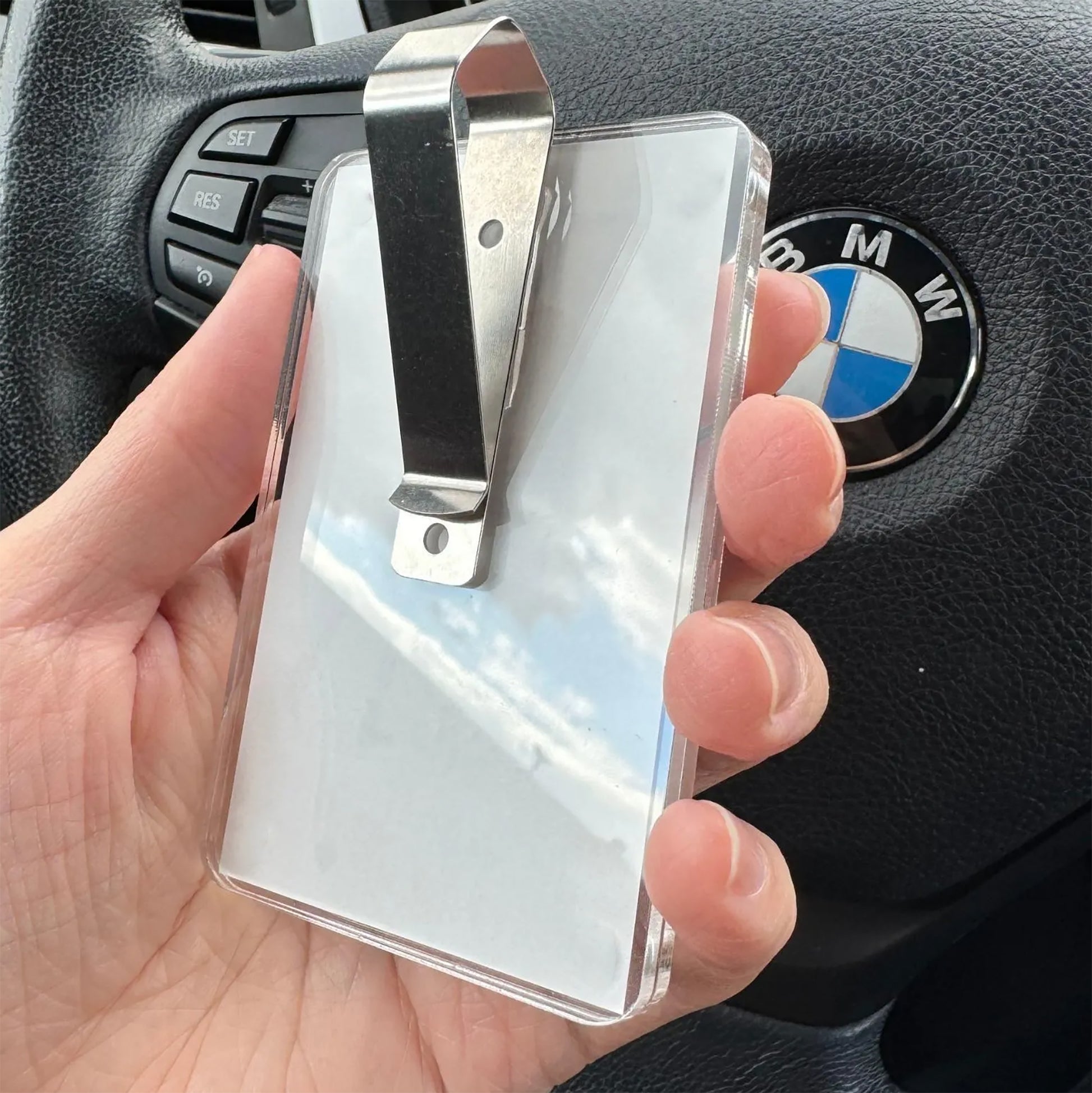 Custom Photo Car Accessory for Dad – Drive Safe, I Love You Acrylic Visor Clip – Unique Father’s Day Gift from Daughter or Son