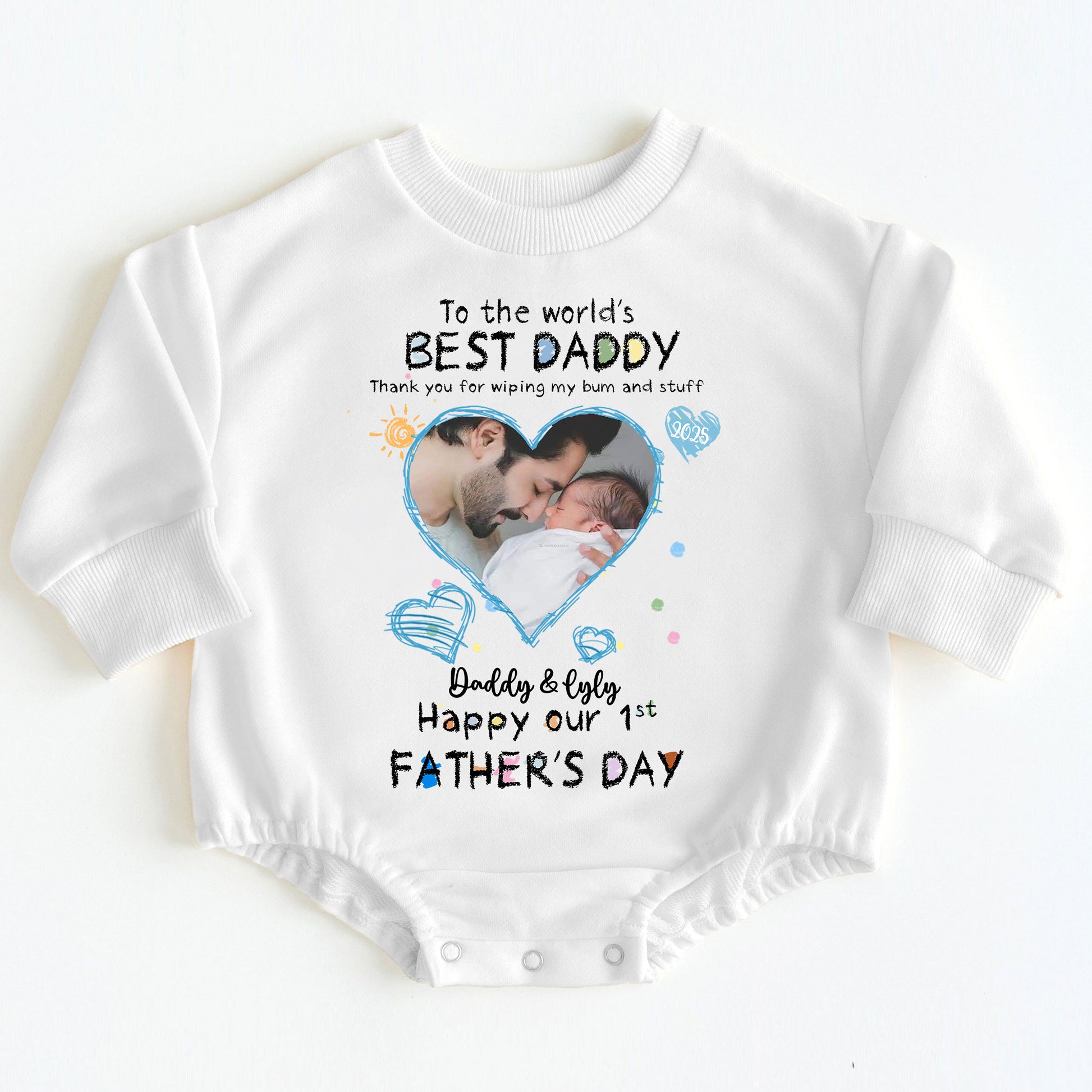 Custom Photo First Father's Day Gift for New Dad - "Best Daddy" Bodysuit