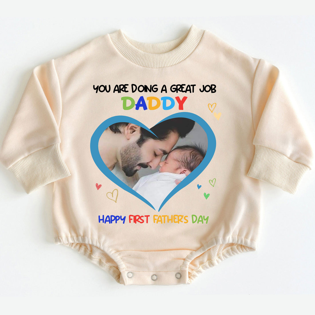 Custom Photo First Father's Day Gift for New Dad Bodysuit
