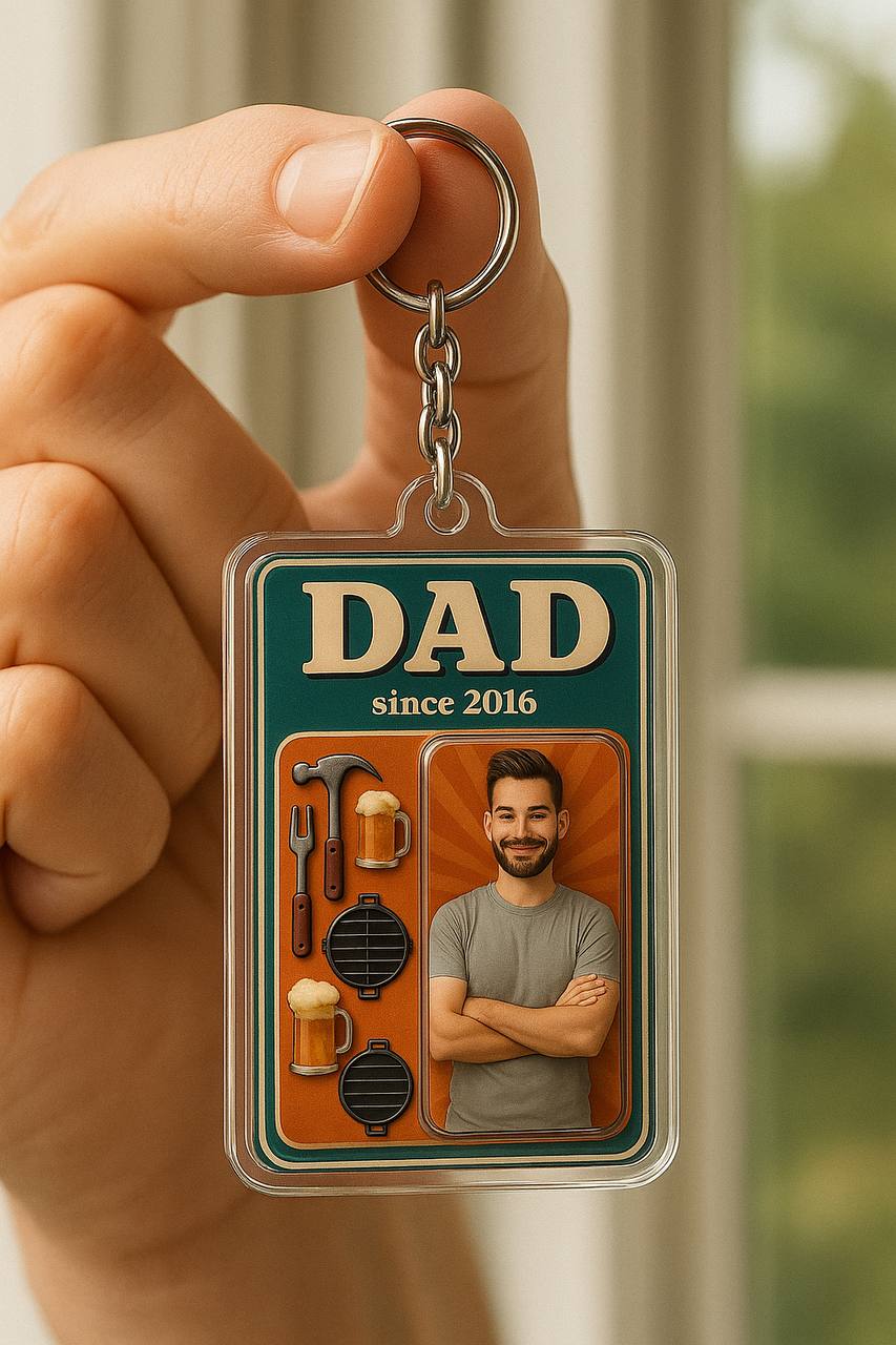 Custom Photo Gift for Dad - Established Acrylic Keychain