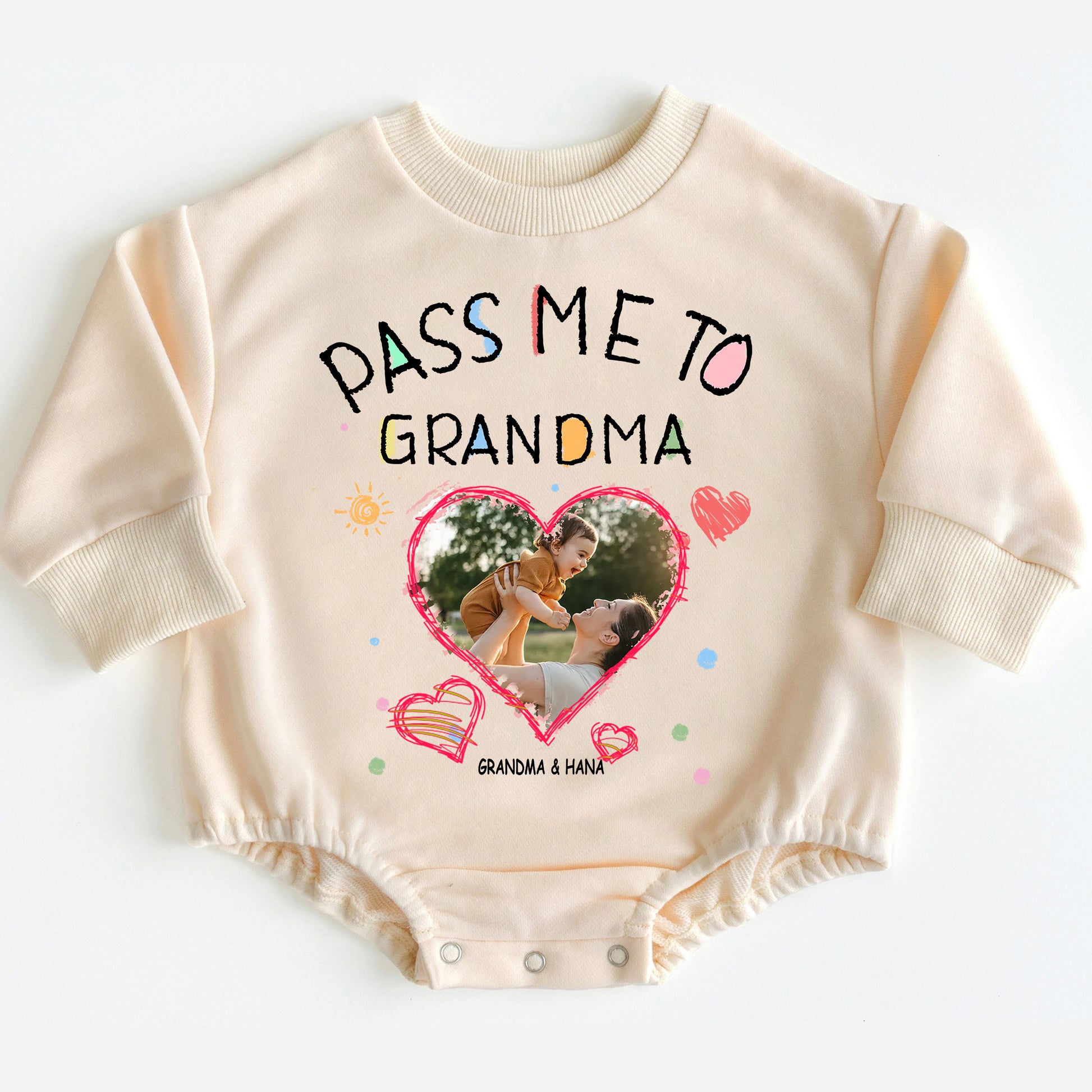Custom Photo "Pass Me To Grandma" Baby Onesie
