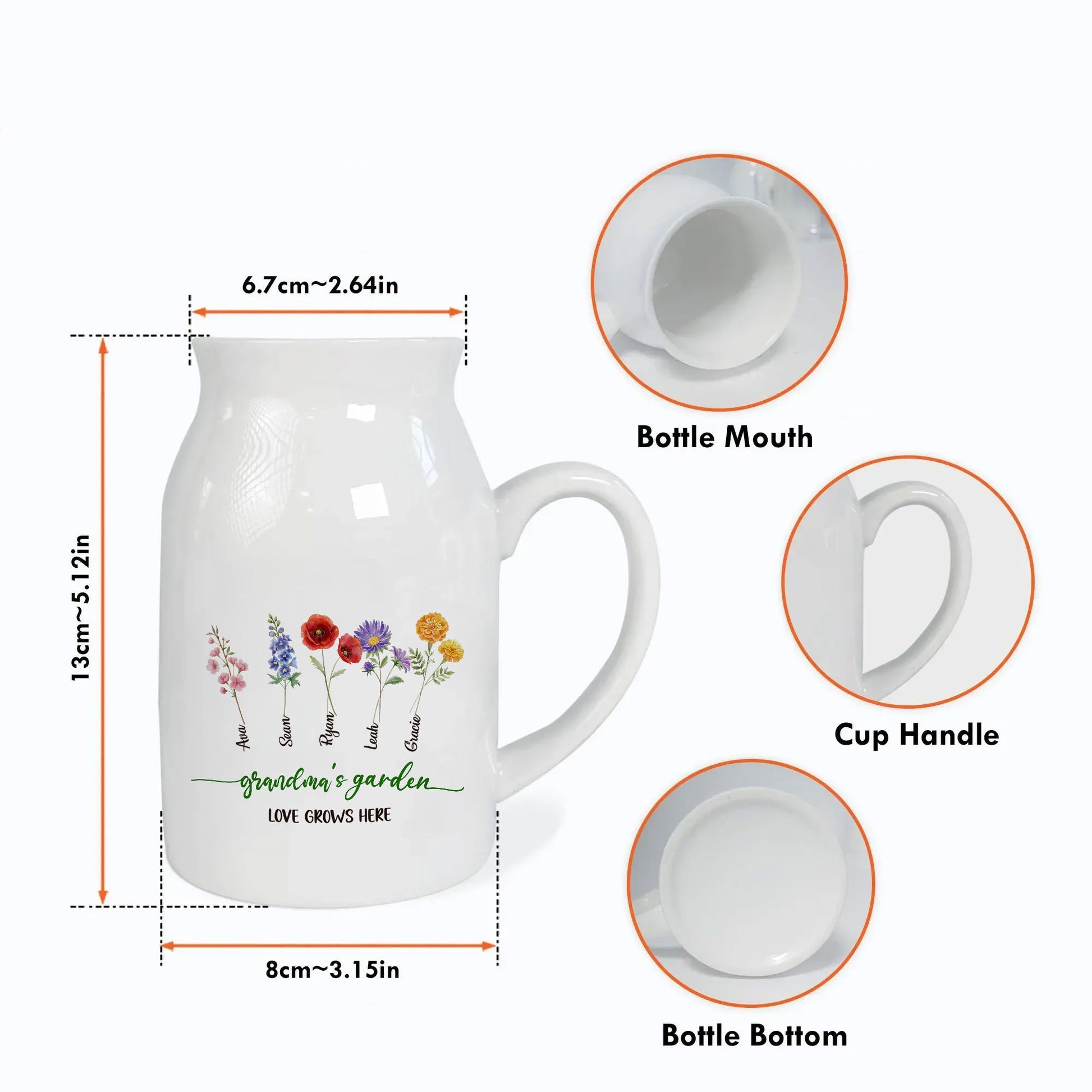 Customizable Birth Month Floral Vase — Perfect for Celebrating Love and Friendship