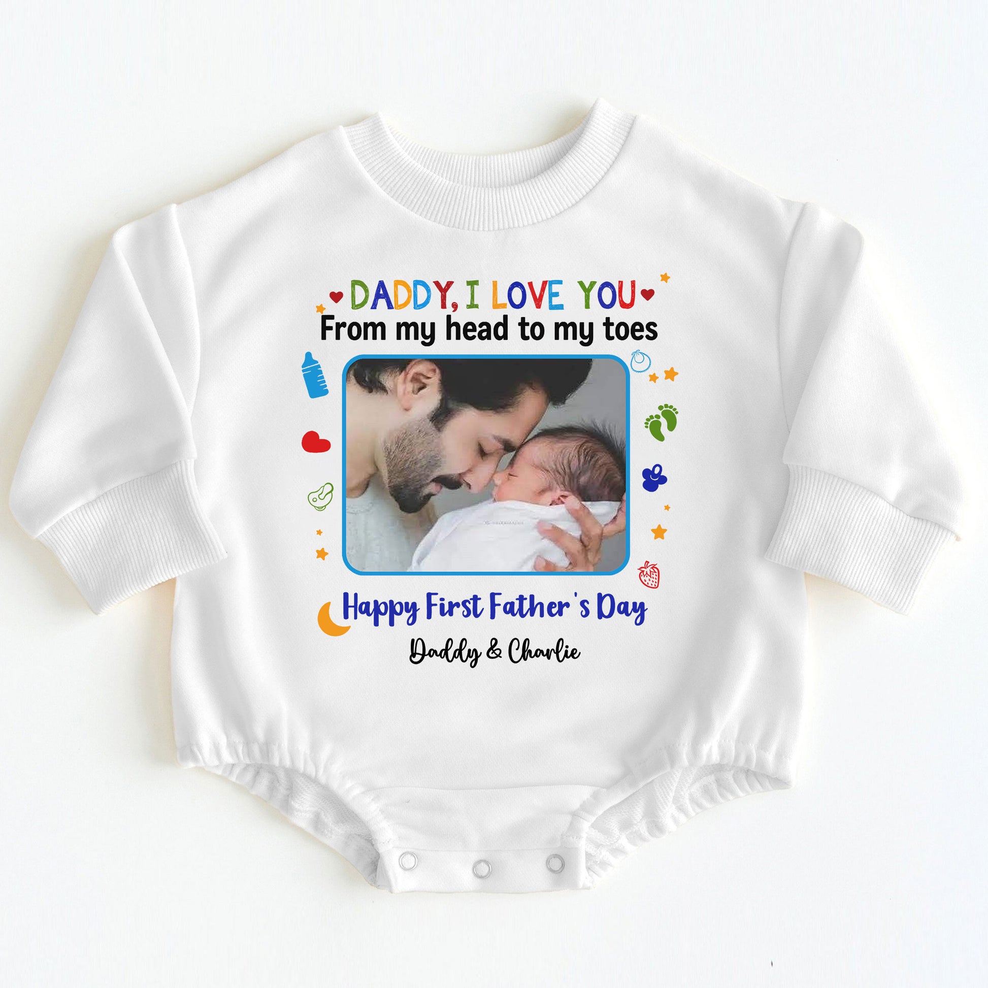 "Daddy I Love You" First Father's Day Personalized Photo Romper 