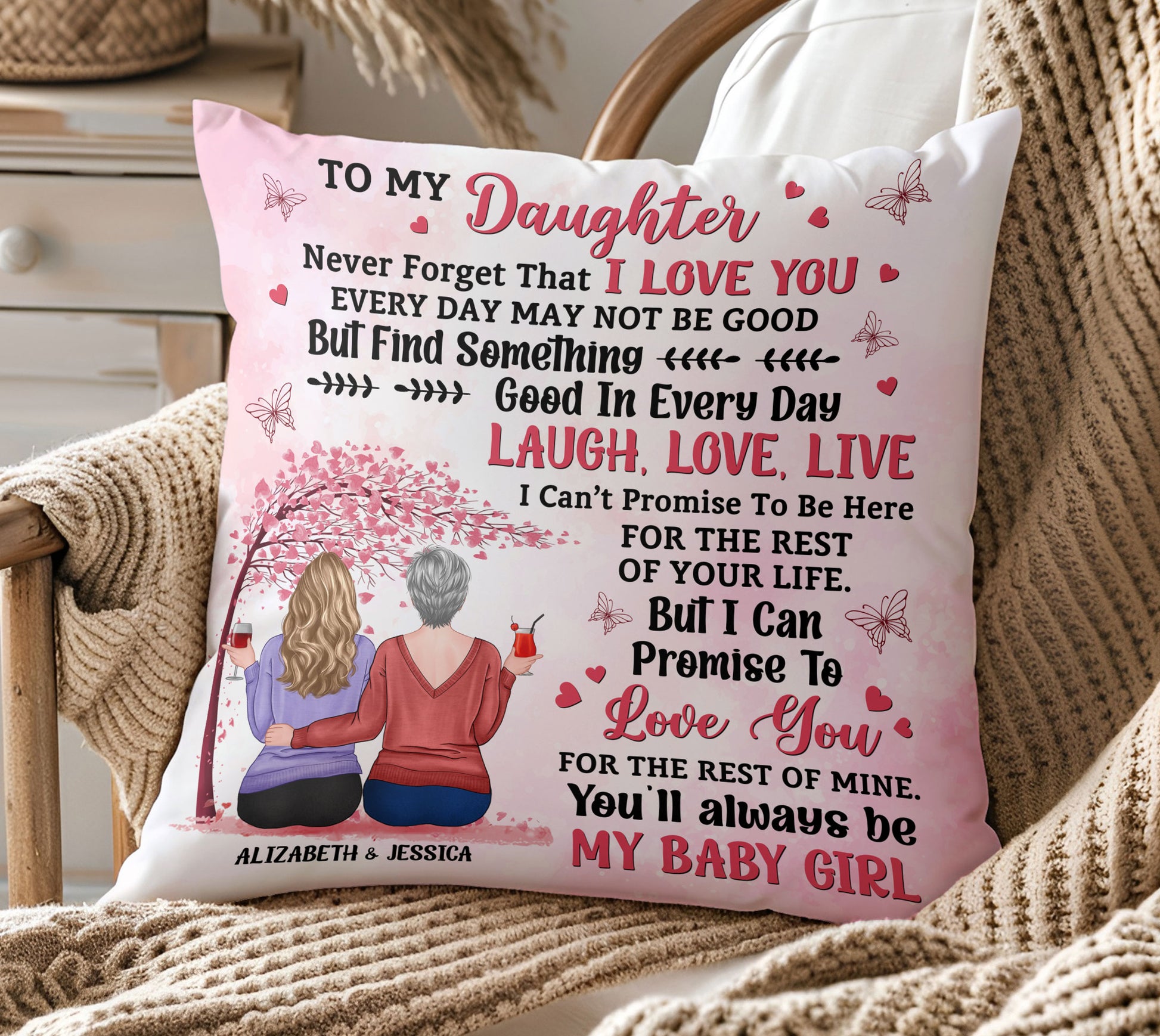 "Daughter Never Forget That I Love You Forever" Personalized Pillow