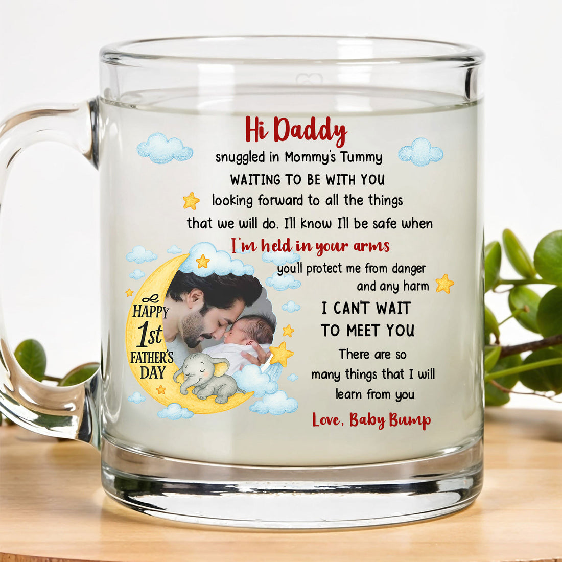 Happy 1st Father’s Day Personalized Mug – Dear Daddy Poem from Baby Bump – Best New Dad Gift for Emotional Dad Moments