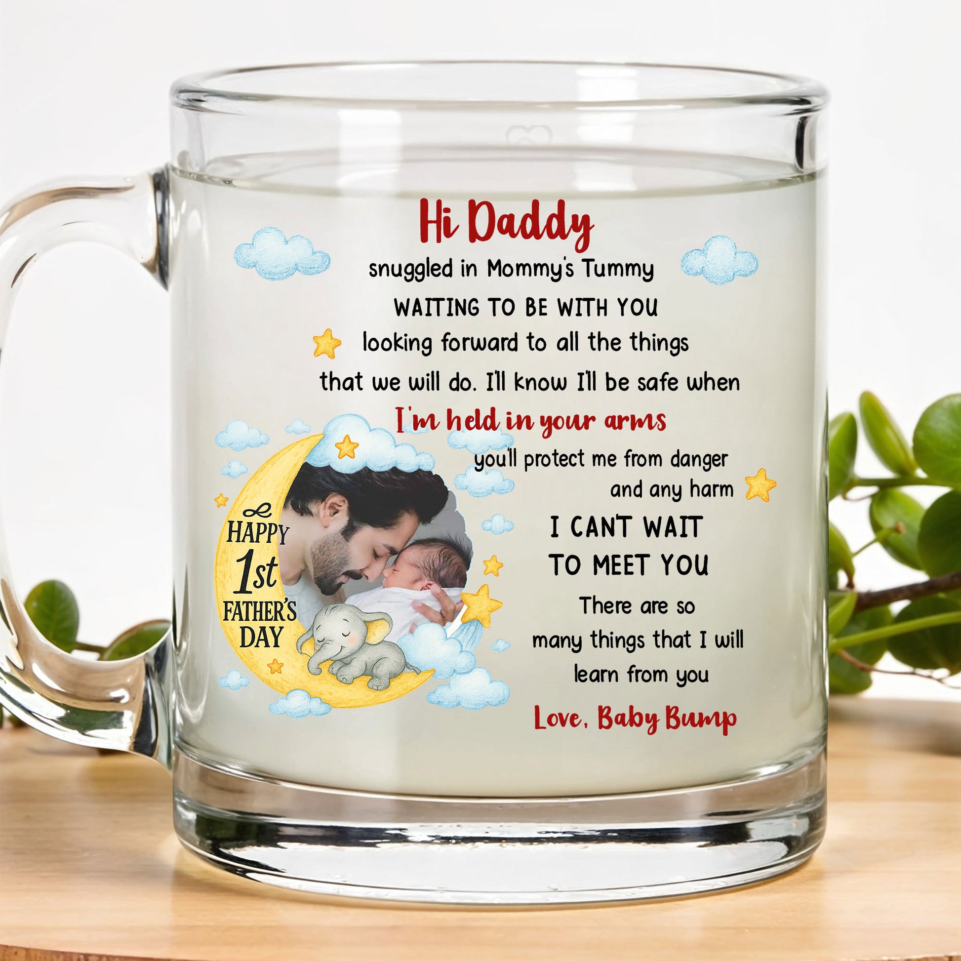 Dear Daddy Glass Mug from Baby Bump – First Father’s Day Gift – Sentimental Keepsake for New Dad – Celebrate Dad Life in Style