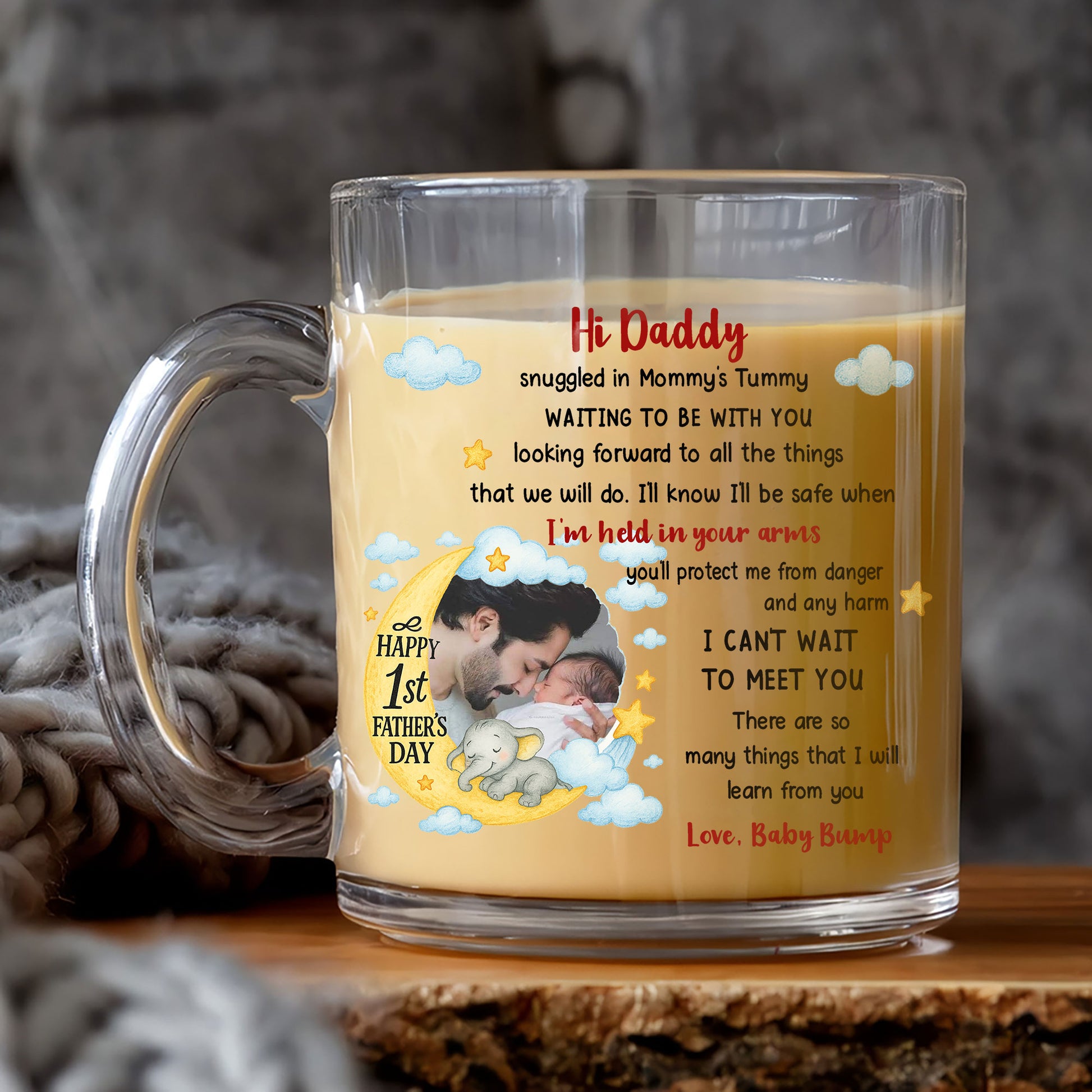 Dear Daddy Mug – Baby Bump First Father’s Day Message – Unique Gift for New Dads – Celebrate the Start of Dad Life