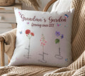 Decorative Grandma's Garden Throw Pillow with Custom Grandchild's Name

