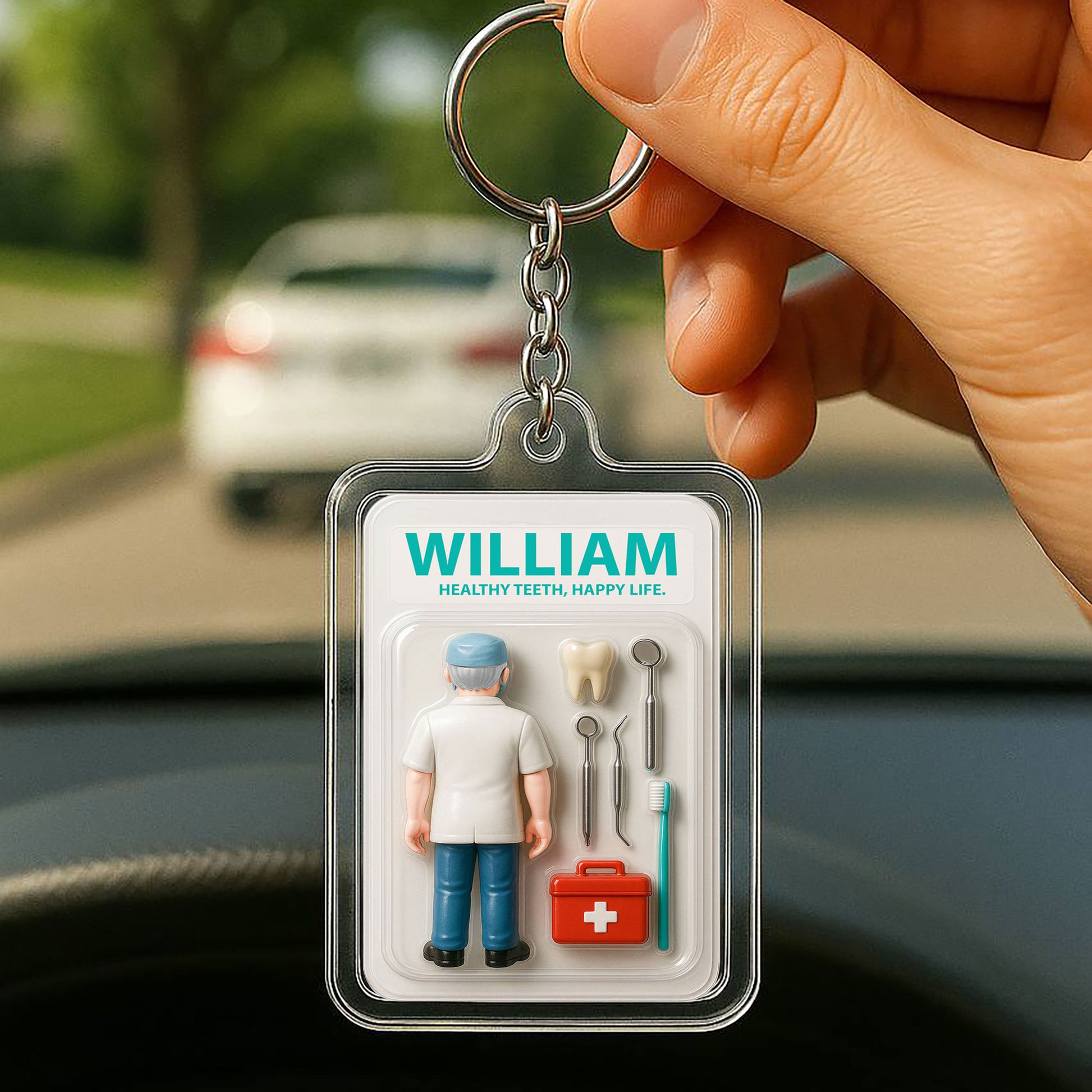 Dental Professional Father's Day 3D Keychain - Personalized Dentist Gift