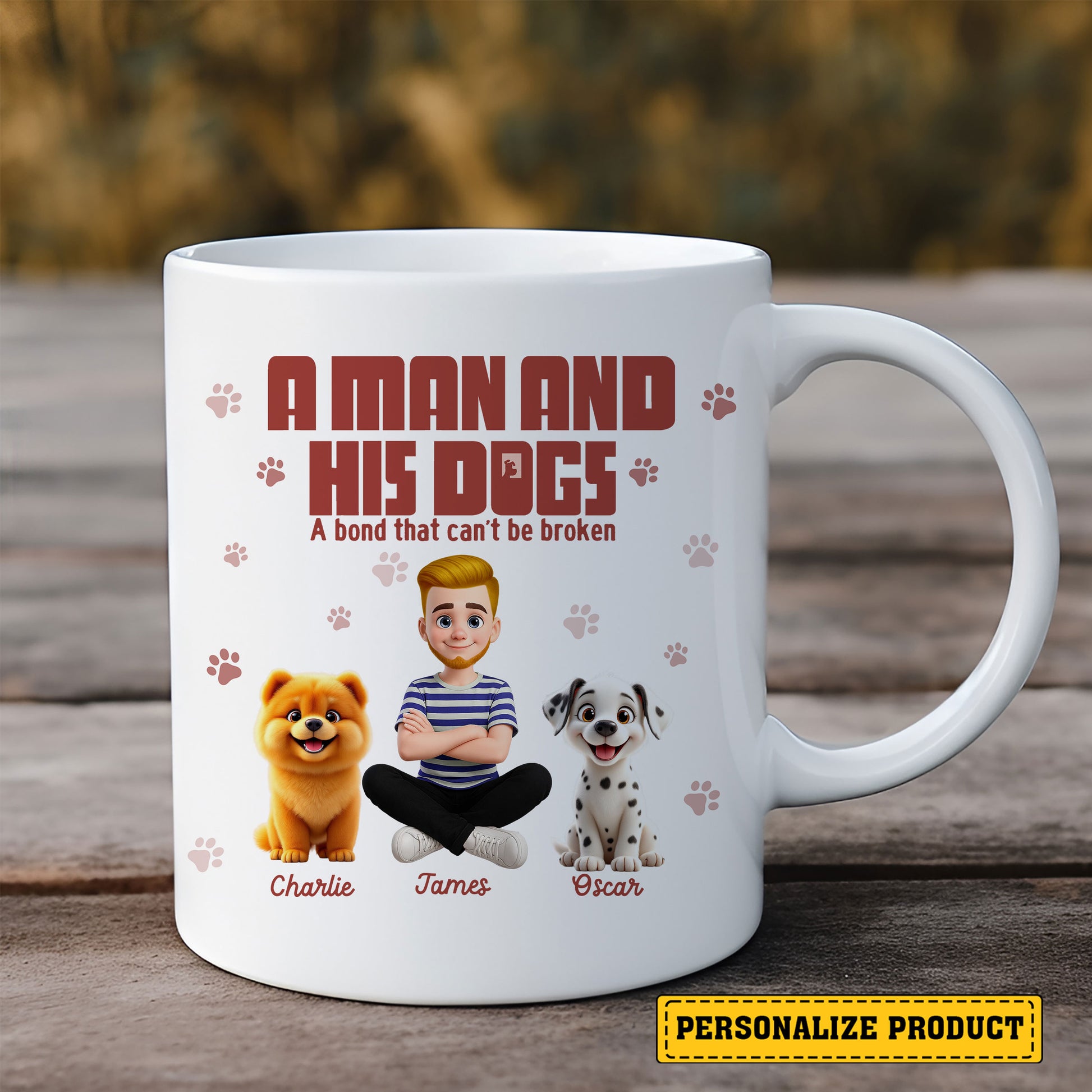Dog Dad Mug – A Heartwarming Tribute to A Man and His Dogs, the Ultimate Personalized Gift for Pet Owners