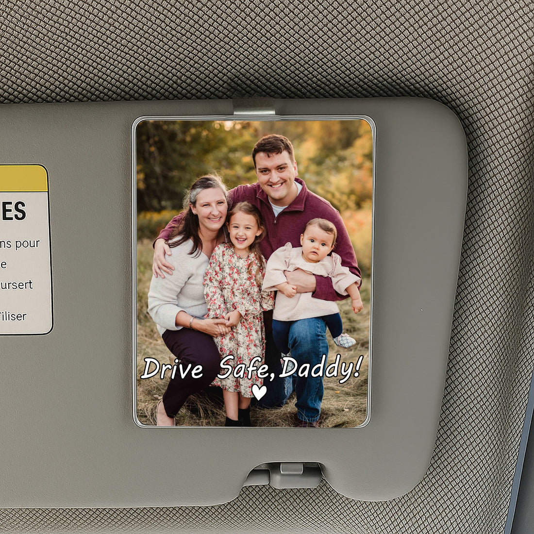 Drive Safe Daddy Personalized Car Visor Clip with Family Photo – Custom Acrylic Father’s Day 2025 Gift for Dad from Kids – Car Accessory Keepsake