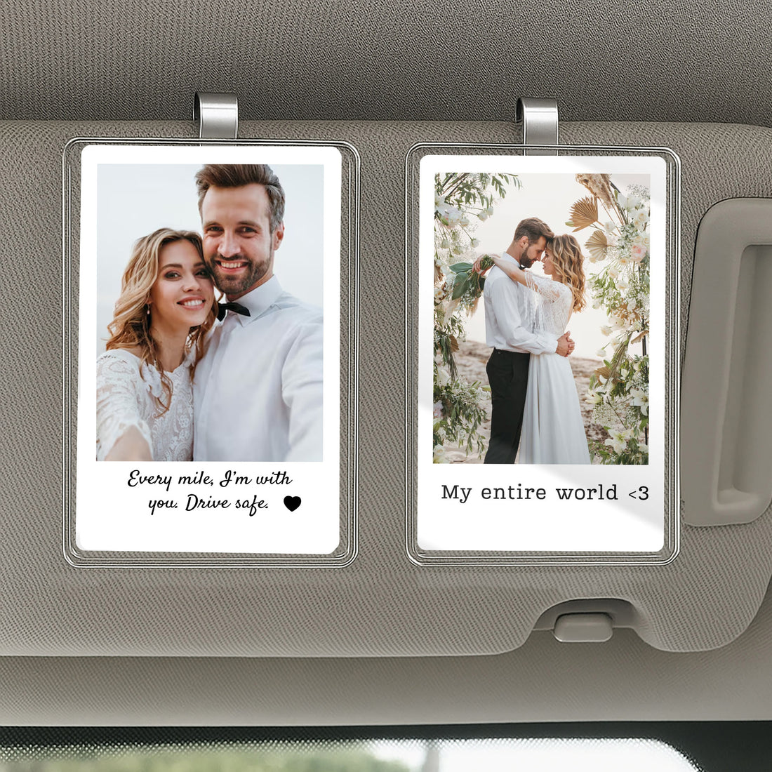 Drive Safe Romantic Gift – Personalized Car Visor Clip for Boyfriend or Girlfriend with Custom Photo and Sweet Message

