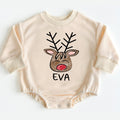 Custom Reindeer Christmas Cute Baby Romper, Christmas Kids shirt, little reindeer face Xmas onesie, Matching Family Christmas Kid, Reindeer Kid name - LuthCreative
