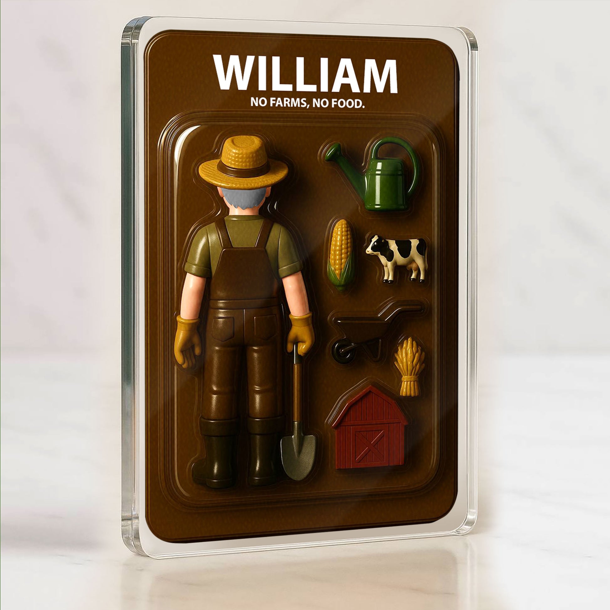 Farmer Father's Day 3D Plaque - Personalized Agriculture Gift "No Farms, No Food" Desk Decor