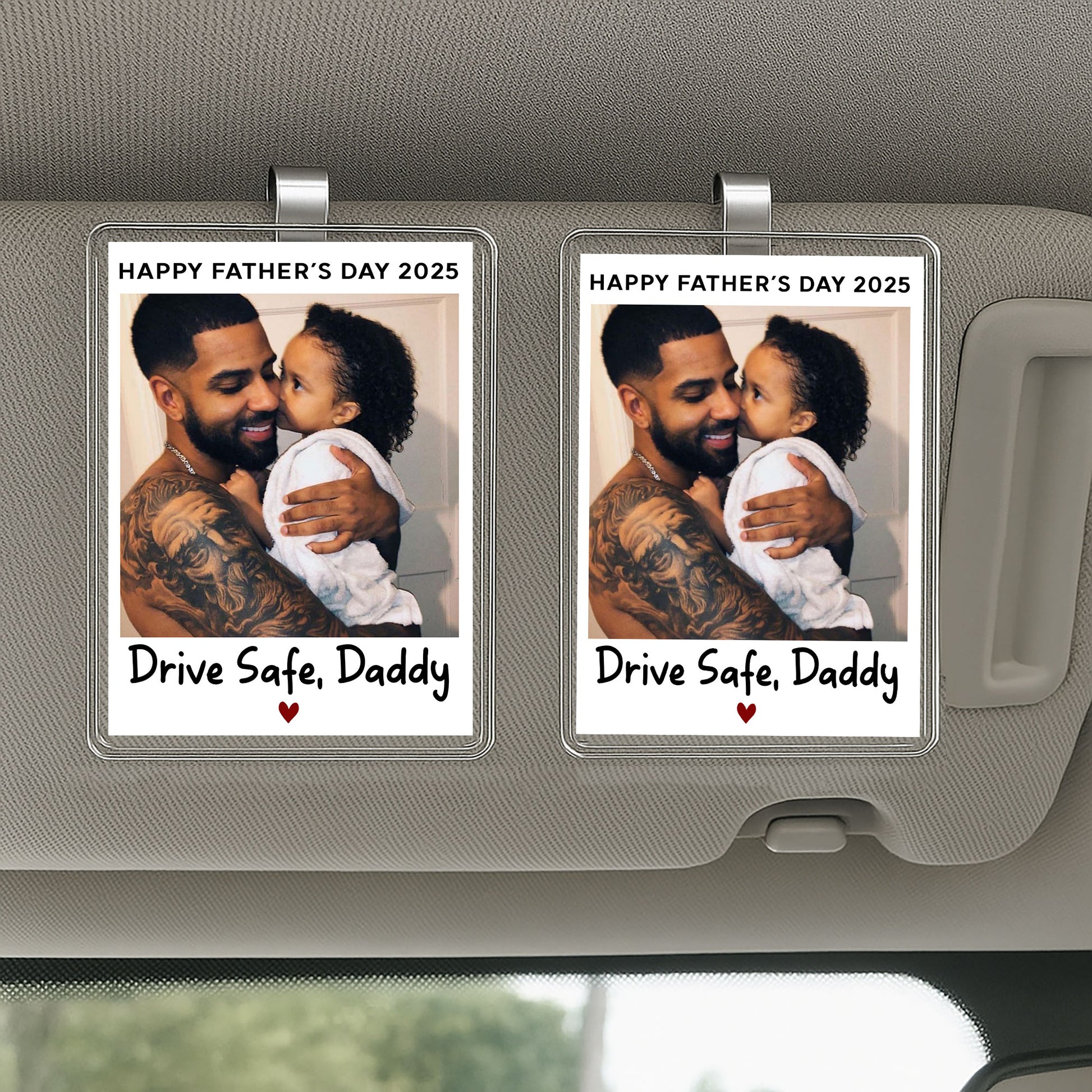 Father’s Day 2025 Personalized Gift for Dad – Acrylic Drive Safe Car Visor Clip with Photo – Unique Gift for Fathers Who Travel
