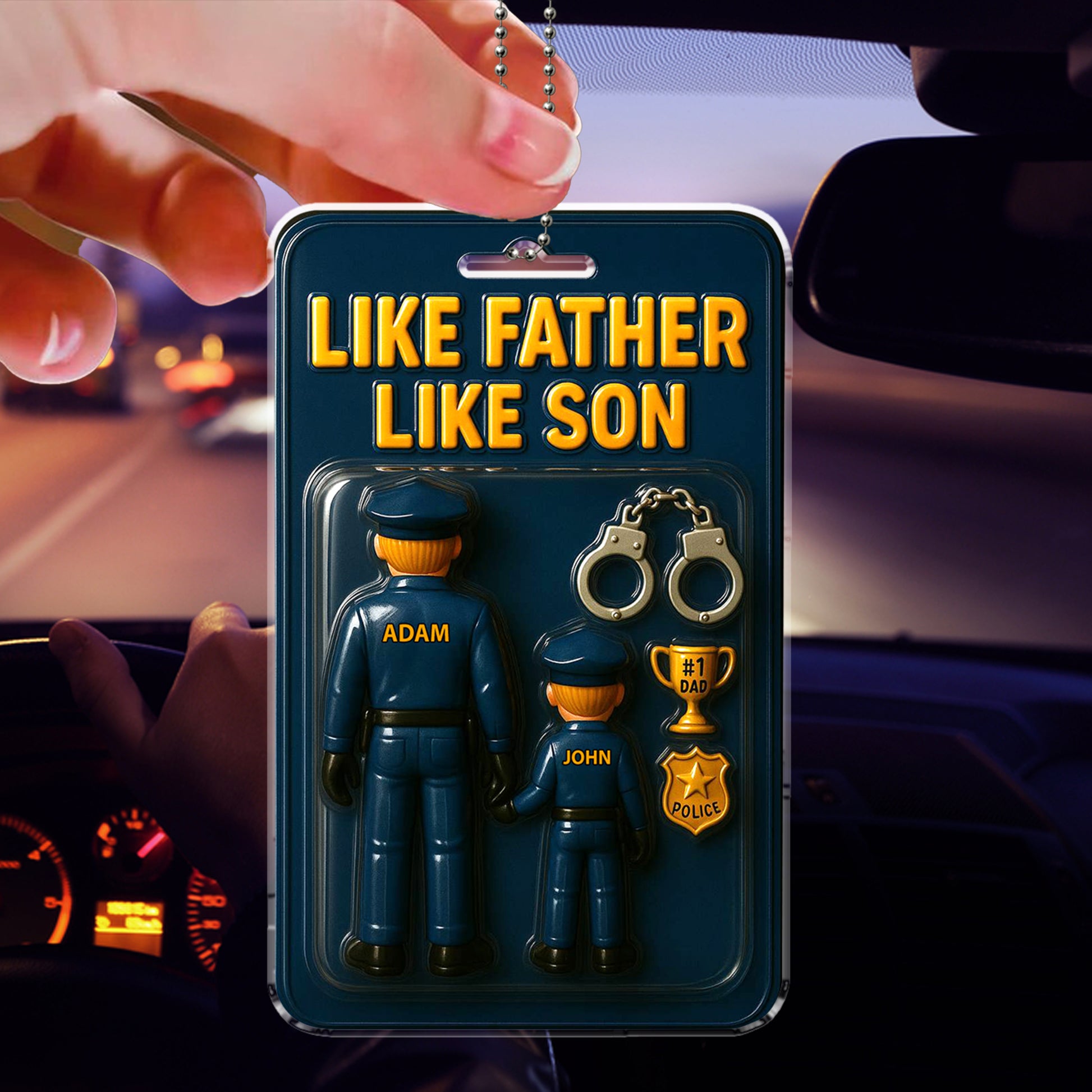 Father’s Day Gift for Police Dad – “Like Father Like Daughter” Car Ornament – Law Enforcement Family Keepsake for Dads Who Serve

