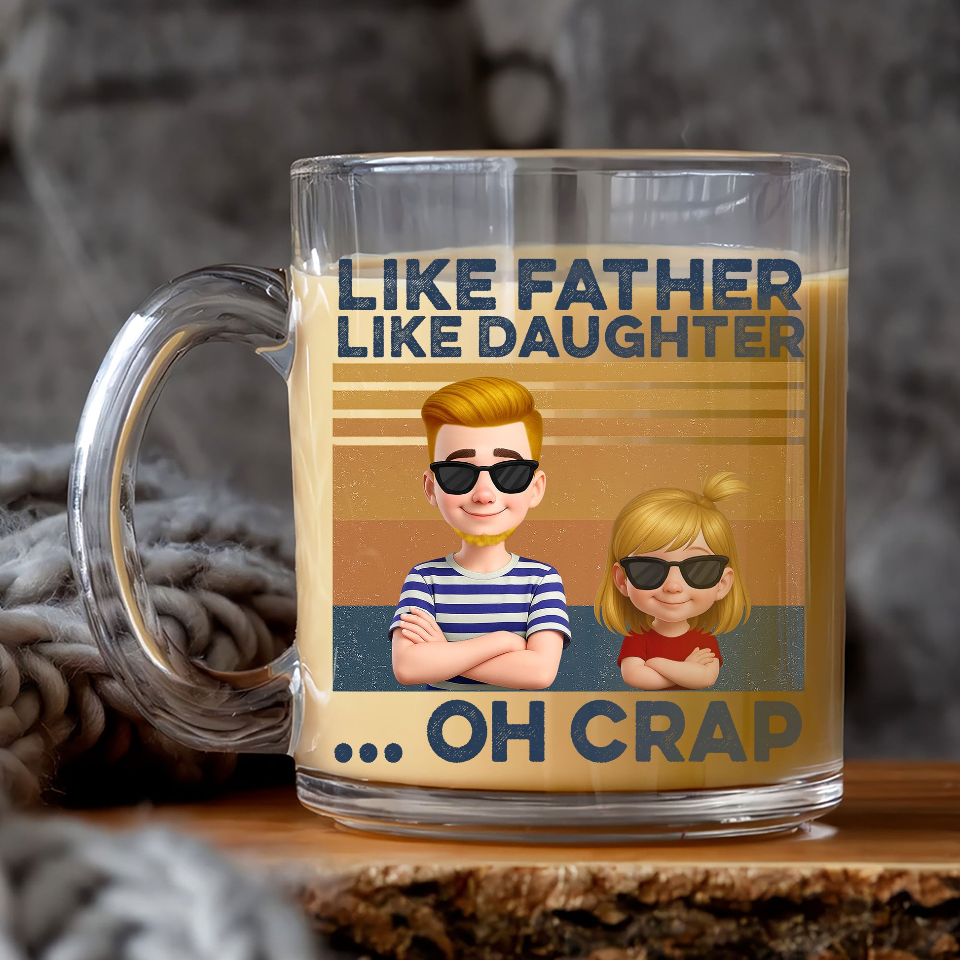 Father’s Day Mug with Funny Saying – Like Father Like Daughter Glass – Ideal Gift for Dad from His Little Twin