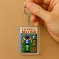 Father’s Day Soccer Keychain – Personalized 3D Acrylic Gift for Dad from Son – “I Scored the Best Dad” with Custom Jerseys