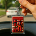 Firefighter Dad Acrylic Keychain – Personalized 3D Accessory with Fire Truck and Suit – Great Gift for Father’s Day or Graduation

