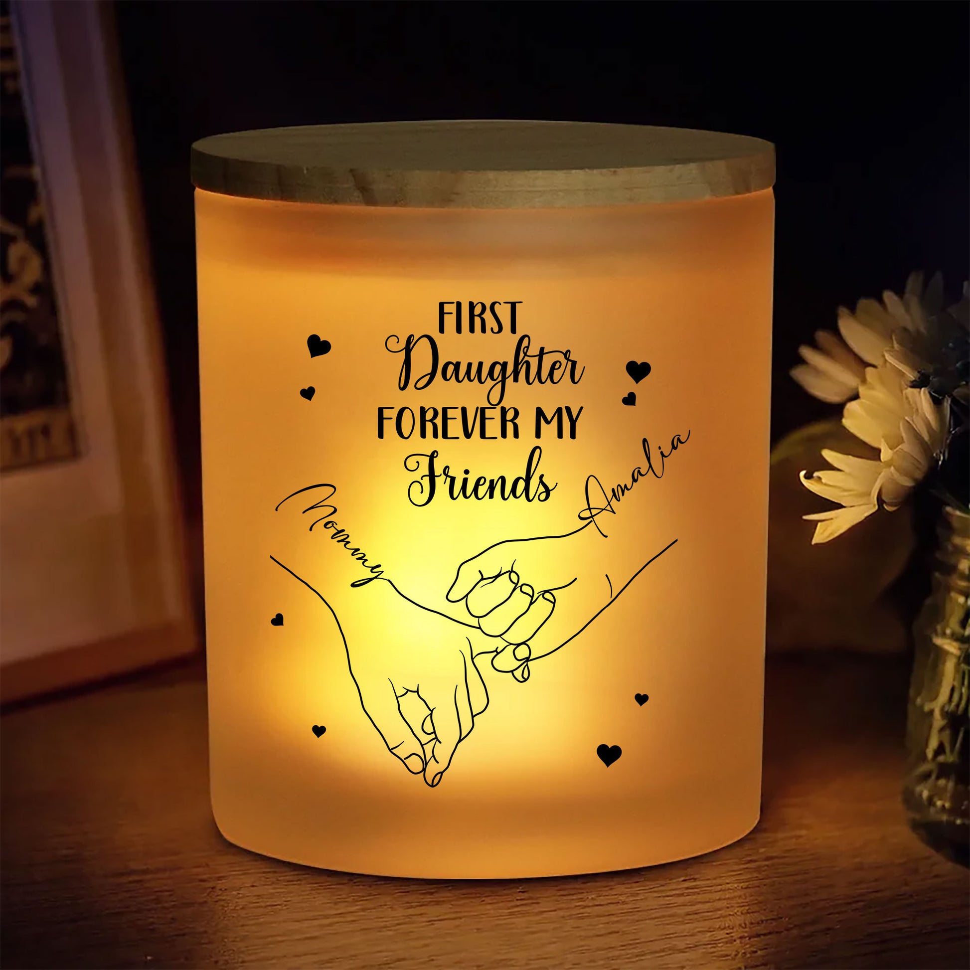 Illuminate your cherished memories and connections. Experience the warmth and meaning of the First Daughter Forever My Friends Glass Jar With LED Candle today.