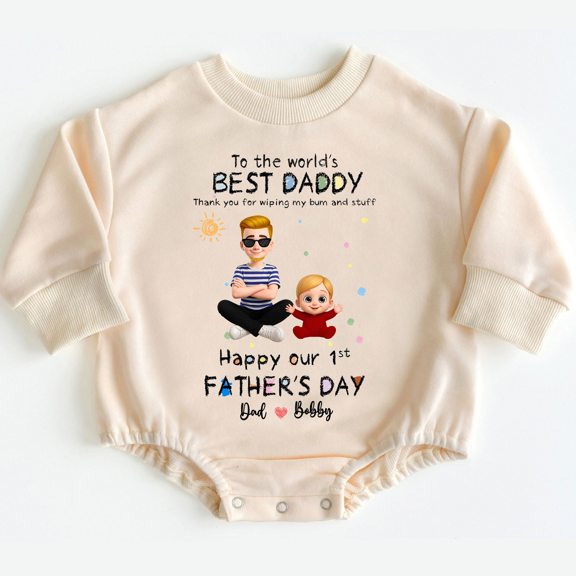First Father's Day Gift for New Dad - Custom Character Onesi