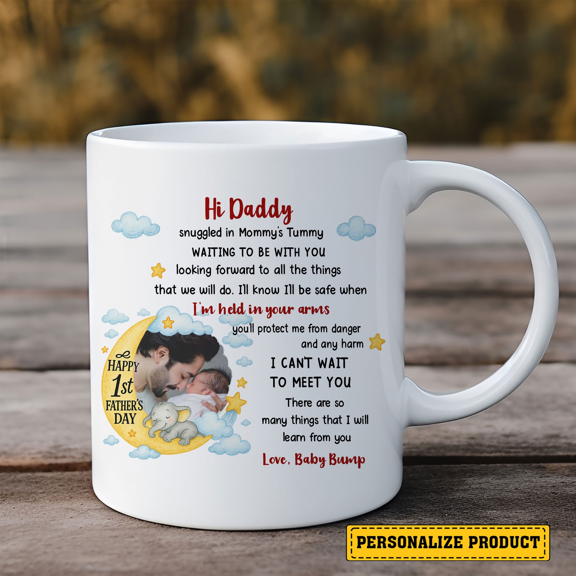 First Father’s Day Gift from the Womb – Baby Bump Message Mug to Daddy with Loving Poem and Personalized Touch – Ceramic Keepsake for New Dads

