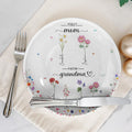 First Mom Now Grandma Custom Grandchild's Name With Birth Flower Ceramic Plate