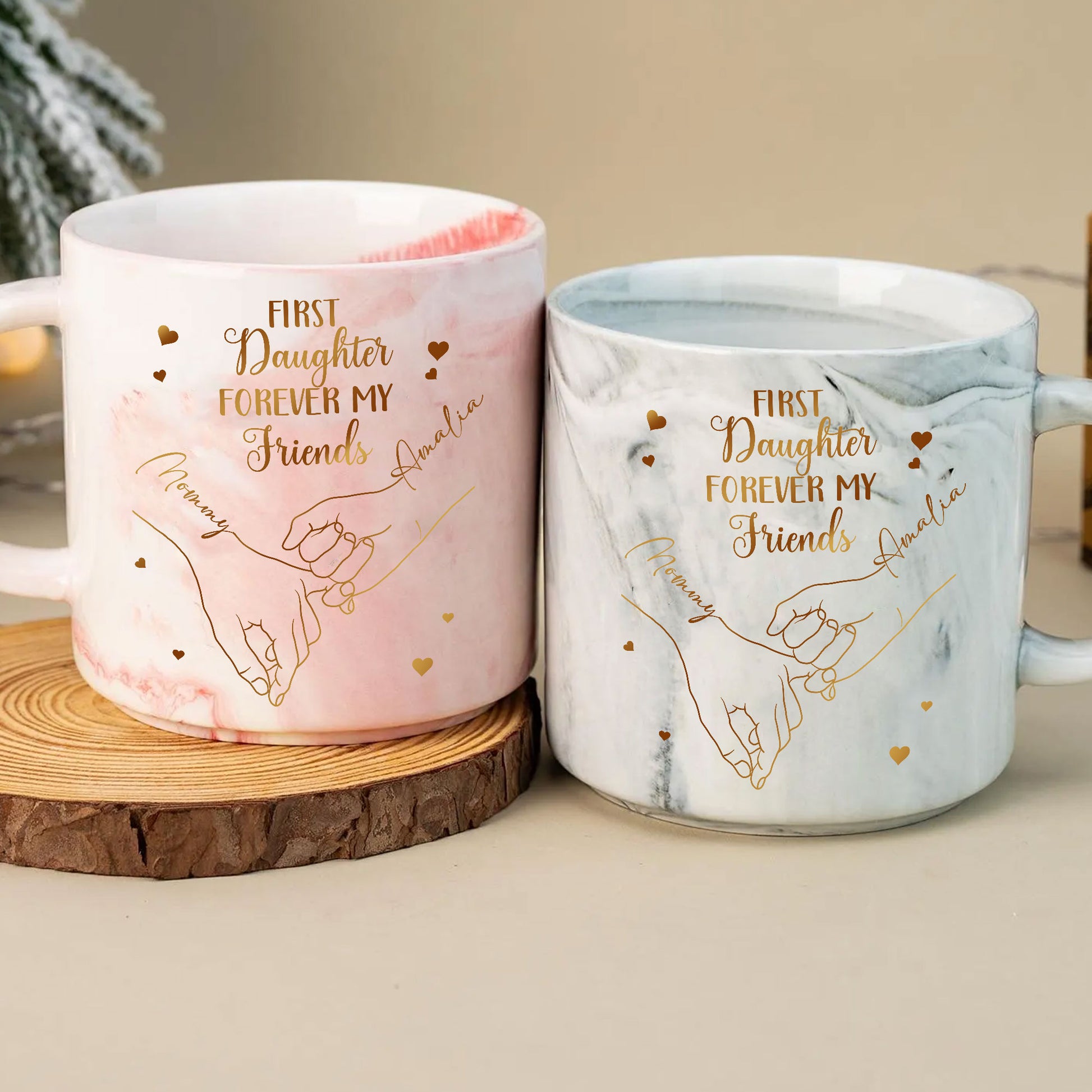 First My Daughter Forever My Friend - Personalized Custom Marble Mug