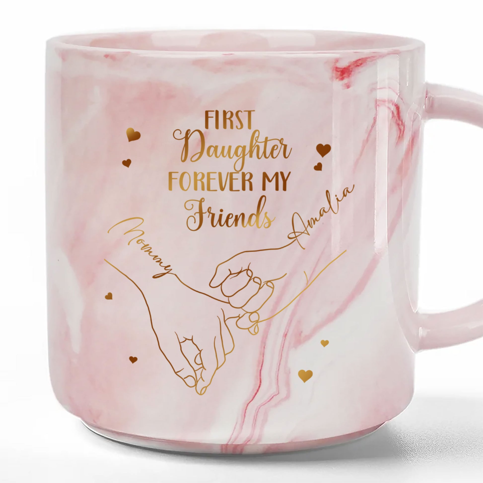 First My Daughter Forever My Friend Personalized Marble Mug - Mother and Daughters Gift, Customized Mug, Gift For Mom, Gift For Grandma
