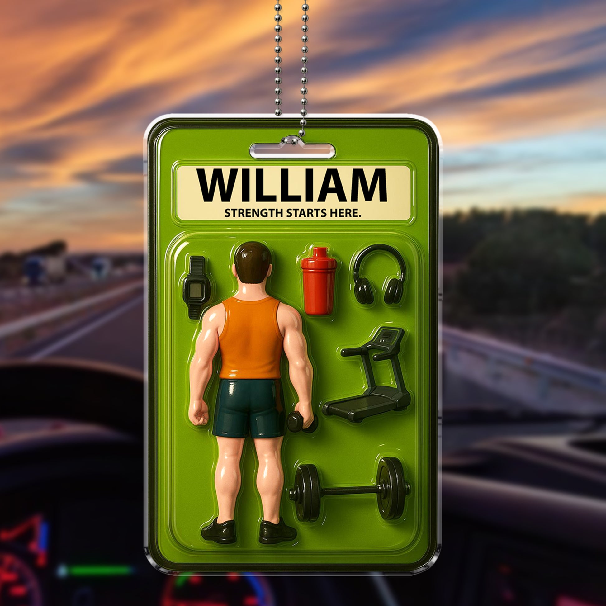 Fitness Lover Car Ornament for Dad – Personalized Gym Acrylic Accessory – Unique Father’s Day Gift for Workout-Obsessed Dads

