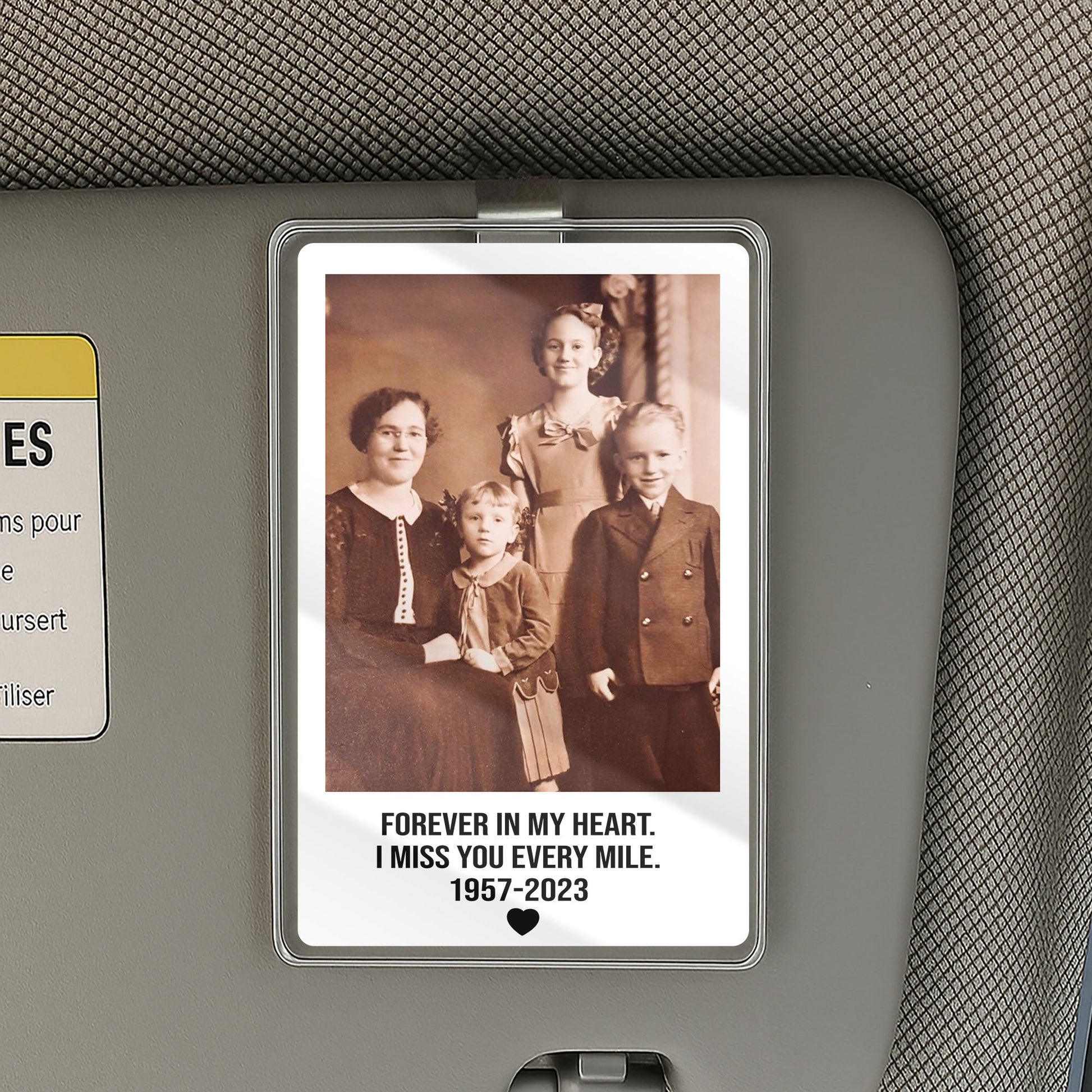 Forever By My Side Car Visor Clip – Memorial Gift for Family Loss, Custom Engraving & Photo Keepsake

