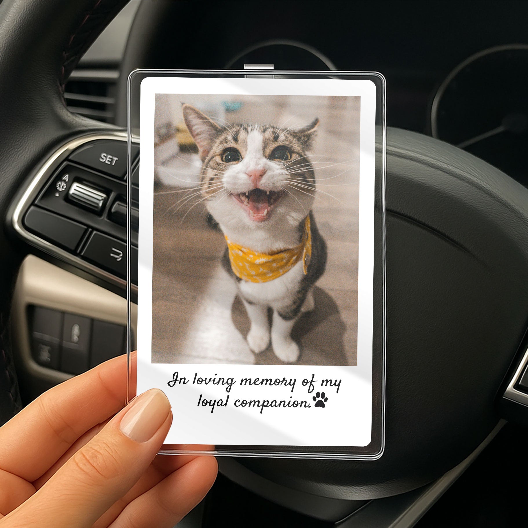 Forever in My Heart Pet Car Visor Clip – Memorial Gift for Dog or Cat Lovers – Personalized Photo Ornament

