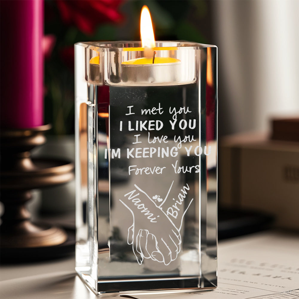 "From First Meeting to Forever" Custom Crystal Candle Holder
