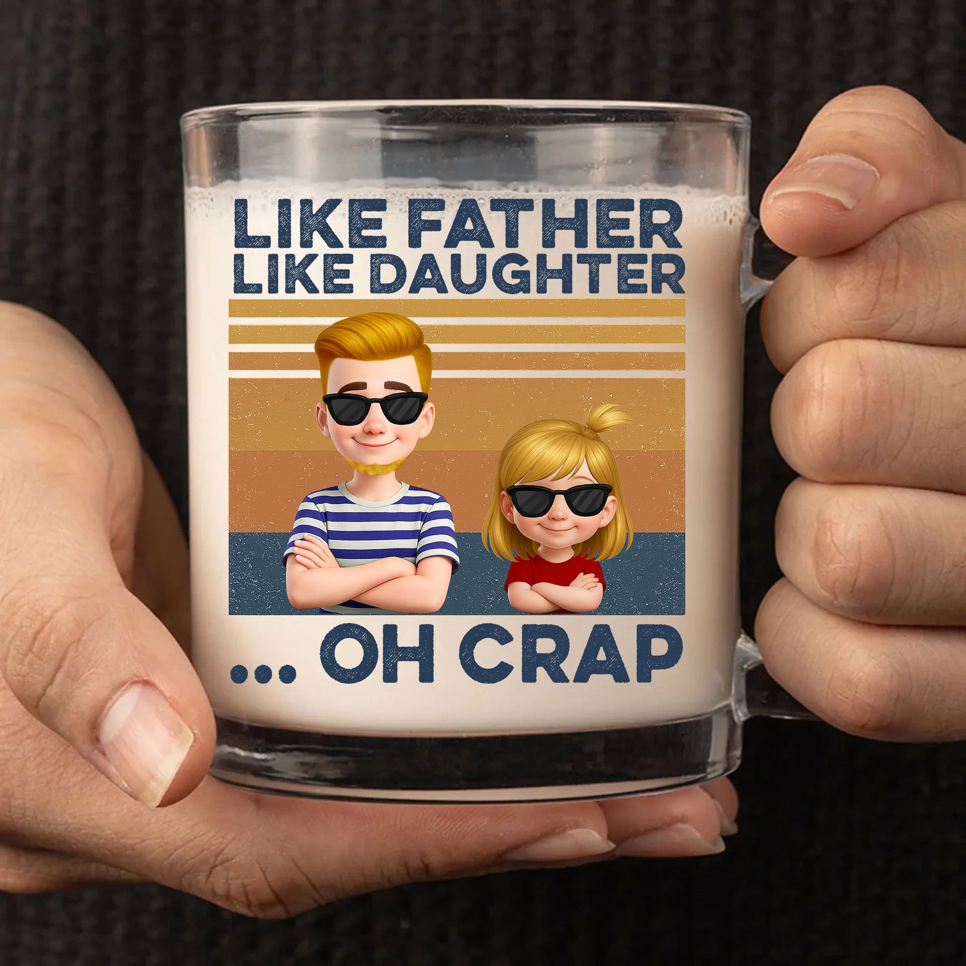 Funny Father’s Day Gift for Dad – Like Father Like Daughter Glass Mug – Hilarious Personalized Present for Cool Dads