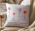 Garden-themed pillow with Grandchild's Name - personalized gift for Grandma