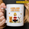 Gift for Dog Mom – A Girl and Her Dogs Personalized Mug with Cartoon Characters, Great for Pet Lovers, Birthdays, or Everyday Joy

