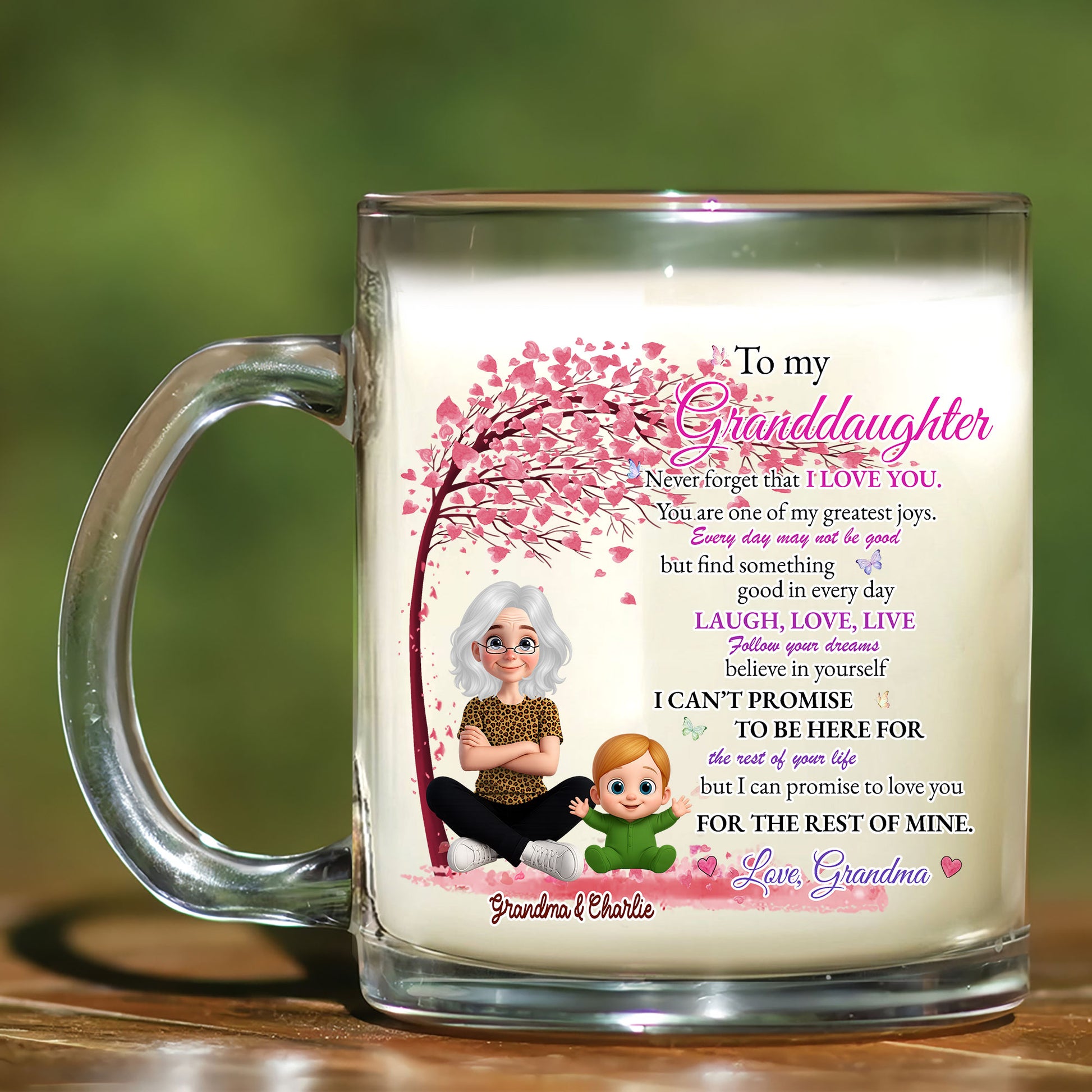 Glass Mug with Quote from Grandma to Granddaughter – Sentimental and Practical Gift Idea That Lasts a Lifetime